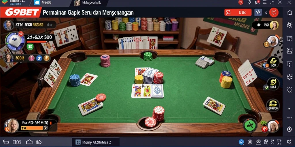 Tampilan gameplay Gaple yang seru dan interaktif di 69BET.