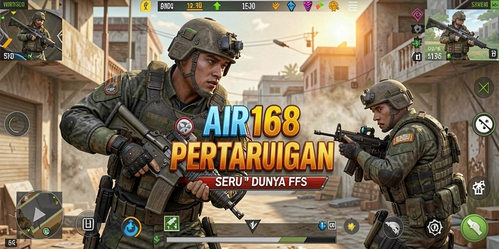 Tangkapan layar menampilkan aksi seru dalam game FPS AIR168.