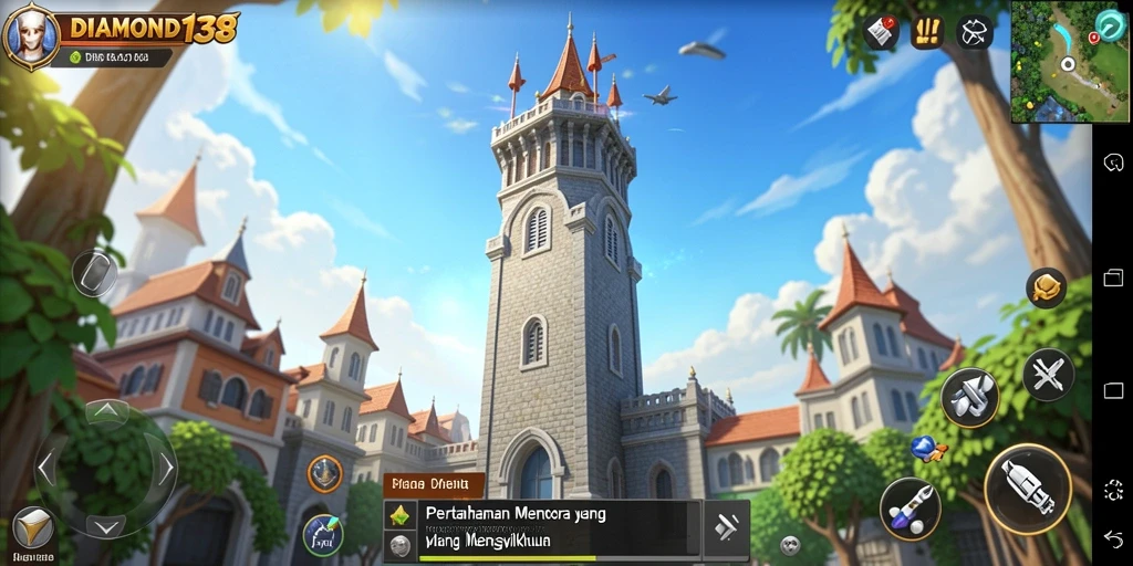 Screenshot menunjukkan aksi pertahanan menara menegangkan di DIAMOND138.