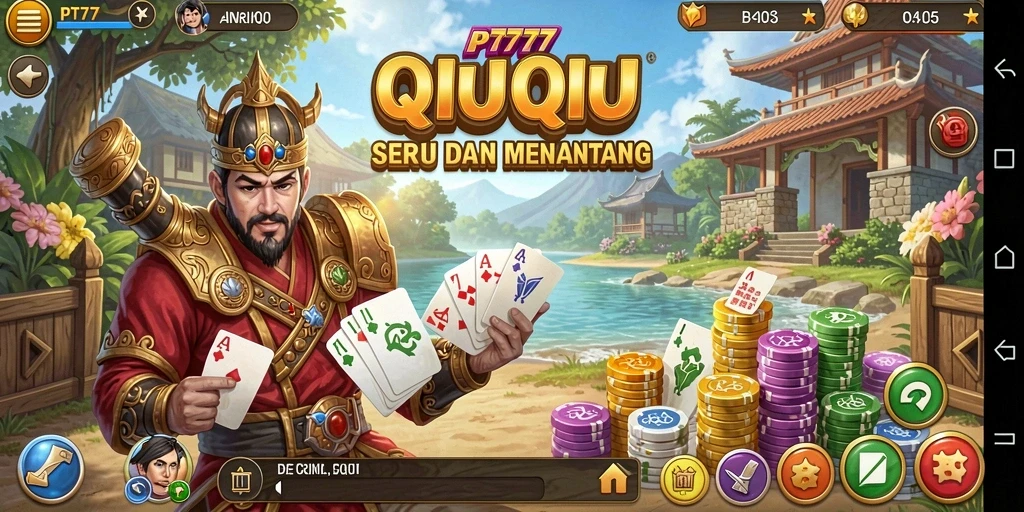 Tangkapan layar utama PT777 menunjukkan momen seru permainan QiuQiu.