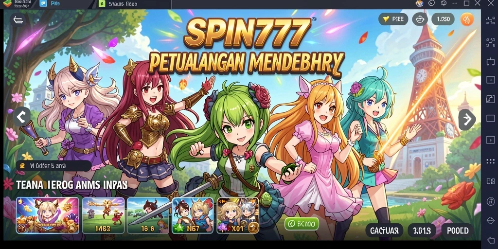 Tampilan gameplay anime yang memukau dan penuh warna di SPIN777.