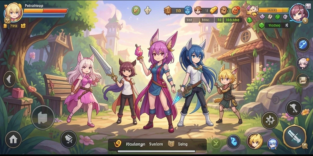 Tampilan gameplay Y89 dengan karakter anime yang beraksi.